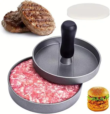 Produktbild von Hamburgerpresse – 100 Blatt Hamburgerpapier – Antihaft-Hamburgerformen
