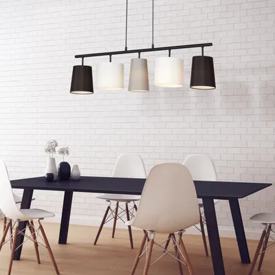 Image de Suspension Lampe à suspendre BRILONER LEUCHTEN SHADES, 40 W, IP20, noir, métal-tissu, excl. 5x E14, 96 x 120 cm