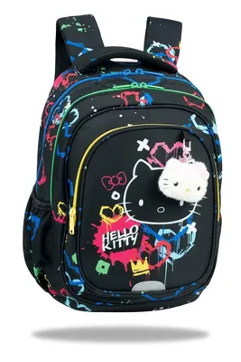 Produktbild von Schulranzen für Jungen und Mädchen, 4er-Set - Schul-Rucksack für Kinder mit Schlampermäppchen- und Regenschutz - Hello Kitty Motiv