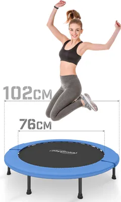 Produktbild von Physionics® Fitness Trampolin - Durchmesser Ø 102cm, Indoor und Outdoor, max: 100 KG, mit Randabdeckung - Kindertrampolin, Gartentrampolin, Mini Trampolin, klappbar