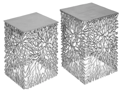 Image de riess-ambiente Lot de 2 tables d'appoint filigranes ABSTRACT LEAF 45 cm, argent, table basse