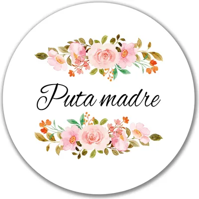 Produktbild von Huuraa Aufkleber Puta madre spanisch Blumen 10cm rund Sticker Geschenkidee