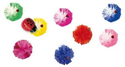 Produktbild von Nestler Tüllrosetten mit Schmuckband und Marienkäfer 14cm