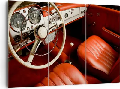 Produktbild von Bild auf Leinwand - Leinwandbild - Auto Innenraum Klassisch - 165x110cm - Wand Bild - Wanddeko - Leinwanddruck - Bilder - Kunstdruck - Wanddekoration - Leinwand bilder - Wandkunst - CE165x110-0149