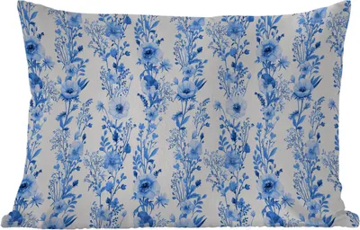 Produktbild von MuchoWow® Outdoor Kissen - Blumen - Anemone - Blau - Muster - 60x40 cm - Wetterfest - Lounge Kissen - Zierkissen - Kissen für Innenräume
