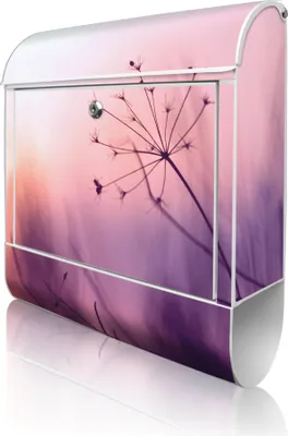 Produktbild von banjado Design Briefkasten Stahl weiß mit Zeitungsfach pulverbeschichtet "Sommergras" 38x46x12,5cm & 2 Schlüssel - Postkasten A4 Einwurf inkl. Montagematerial [BKW 12528]