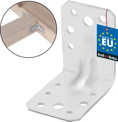 Produktbild von KOTARBAU® Winkel 60x60x45 mm Winkelverbinder Schwerlastwinkel aus feuerverzinkter Stahl Eckwinkel mit Sicke Blechwinkel Metallwinkel 90 Grad Stahlwinkel Winkelprofil Bauwinkel Stuhlwinkel