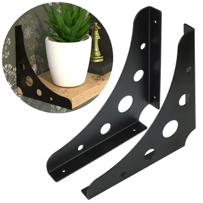 Produktbild von Moderne Regalträger für Wandregale, FLEX 200 x 200 mm, schwarz, 2 Stück