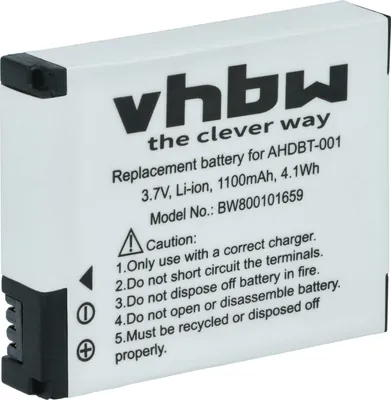Produktbild von vhbw Akku Ersatz für GoPro ABPAK-001, AHDBT-002, AHDBT-001 für Videokamera Camcorder (1100 mAh, 3,7 V, Li-Ion)