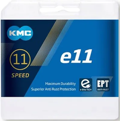 Produktbild von KMC Fahrrad E-Bike Kette e11 EPT 11-fach silber 122 Glieder 1/2 x 11/128  SB-Verpackung silber