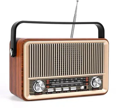 Obrázok produktu pre Unyqoos® Prenosné retro rádio s Bluetooth – Kompaktný dizajn v retro štýle, FM/AM/SW, podpora USB a TF karty, 1200 mAh batéria, kvalitný zvuk, praktická rukoväť na prenášanie