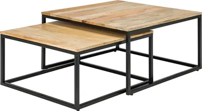 Produktbild von home24 Couchtisch-Set - 2-teilig - Mango / Schwarz
