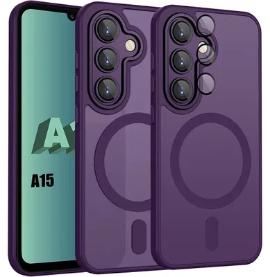 Image de Coque pour Samsung Galaxy A15 4G/5G, avec Anneau Magnétique et Vitre Caméra - Violet