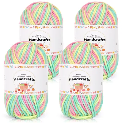 Häkelset, Baumwollgarn, 5-fädig, 200 g, 4 x 50 g, rosa/grün