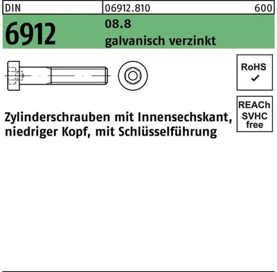 Produktbild von Reyher  6912 I6KT.Zyl Schraube 8x16 galv. verzinkt Güte 8.8 (200 Stück)