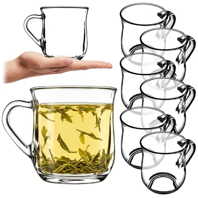 Obrázek produktu pro KADAX sklenice na čaj "Giba", sklenice s uchem, sklenice na džus, čaj, kávu, 320 ml, 6 kusů