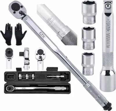 Zdjęcie produktu dla Klucz Dynamometryczny 1/2 28-210 Nm + Nasadki 17,19,21Mm