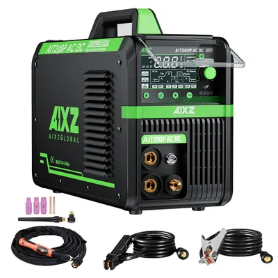 Obrázek produktu pro Svařovací stroj AC/DC-TIG - AIT200P - Funkce pulzního svařování - Zapalování vysokofrekvenční jiskrou - MMA 20–145 A - TIG 10–185 A - Digitální displej - 220–240 V, zástrčka EU