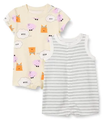 Produktbild von A. Essentials Unisex Baby Ärmelloses Und Kurzärmliges Strampler-Set, 2er-Pack, B