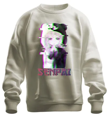 Produktbild von SENPAI Anime Kawaii Chibi Glitch Manga Otaku Bär Kapuze Sweatshirt Pullover, Natur, XXL
