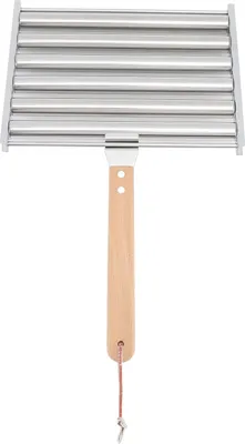 Image de Rack à rouleaux à saucisses détachable en acier inoxydable avec manche en bois extra-long 4 brochettes 6 bâtonnets BBQ Tools S