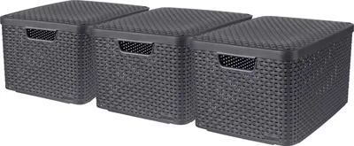 Produktbild von CURVER 3-er Set STYLE Box L mit Deckel anthrazit 246291