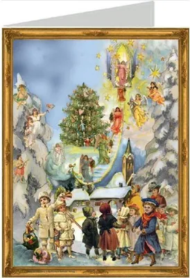 Produktbild von Weihnachtskarte mit Engelchor und Himmelsleiter Motiv