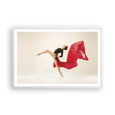 Produktbild von Gerahmtes Poster - Weißer Rahmen - Ballerina Tanz Rot - 91,5x61 cm - Wand Bild - Wanddeko - Wandbilder - Kunstposter - Wandposter - Bilderrahmen - Bilder - Kunstdruck Wanddekoration - P2WAA91x61-4437