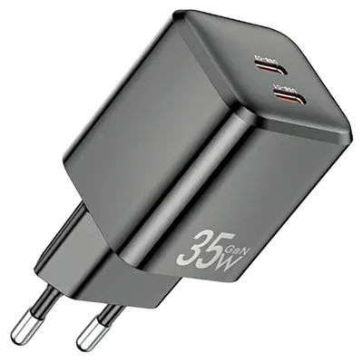 Zdjęcie produktu dla Ładowarka AWEI PD65-EU 35W 2x USB-C czarna GaN