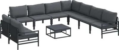 Immagine prodotto di vidaXL Set di divani da giardino con cuscini 10 pezzi Acciaio nero
