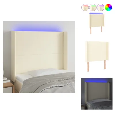 Produktbild von vidaXL LED Kopfteil Creme 93x16x118/128 cm Kunstleder -  Kopf- & Fußenden