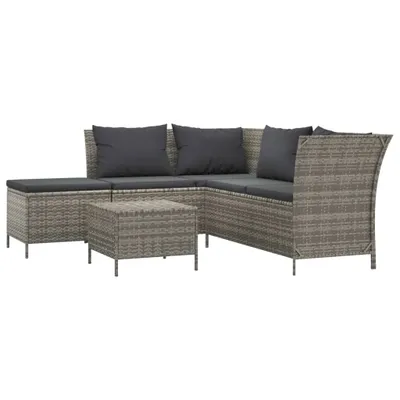 Obrázok produktu pre vidaXL 4-dielna záhradná obývacia súprava s vankúšmi Grey Poly Rattan