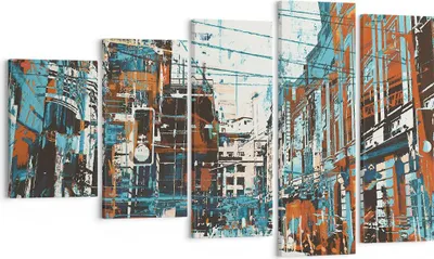 Produktbild von Bild auf Leinwand - Leinwandbild - Stadt Straße Haus - 100x60cm - Wand Bild - Wanddeko - Wandbilder - Leinwanddruck - Bilder - Kunstdruck - Wanddekoration - Leinwand bilder - Wandkunst - EG100x60-3806