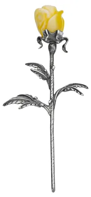 Ewige Silberrose mit Bernsteinkopf, handgeschnitzt, 7 cm, 4,5 g