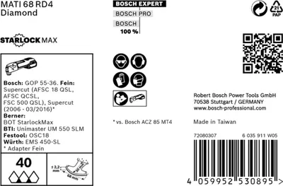 Obrázek produktu pro Bosch 10x Expert MATI 68 RD4 Starlock Max rohový nůž pro multifunkční nářadí 68 x 30 mm - 2608900037