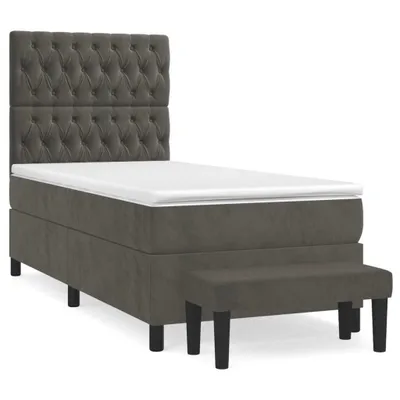 Productafbeelding van vidaXL Boxspringbed met matras, donkergrijs, 100x200 cm, fluweel
