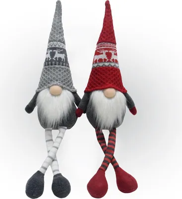 Produktbild von Wichtel 2er Set, Weihnachtswichtel als Kantenhocker, Gnome mit Strickmützen