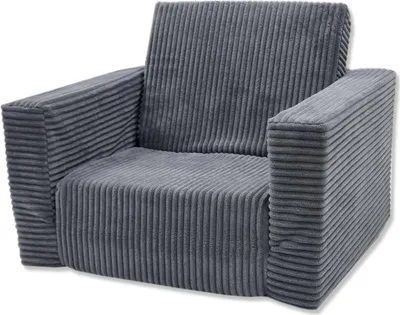 Image de Odolplusz Fauteuil pour enfants pliable | Canapé pour enfants Mini fauteuil Chaise pour enfants Fauteuil douillet | Meuble pour chambre d'enfant | (Graphite en velours côtelé)
