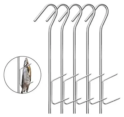 Zdjęcie produktu dla Haczyki wędzarskie stalowe nierdzewne do mięsa ryby 21 cm 5 szt.