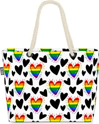 Produktbild von VOID Cartoon Herzen Pride Strandtasche Shopper 58x38x16cm 23L XXL Einkaufstasche Tasche Reisetasche Beach Bag