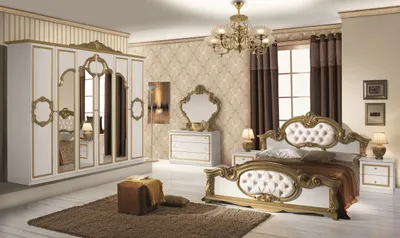 Produktbild von Barock Schlafzimmer Set Barocco in Weiß / Gold