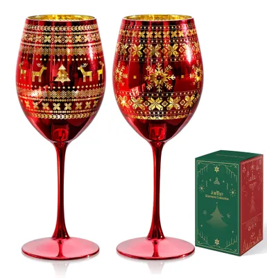 Weihnachtsweingläser 580 ml, 2er-Set, handbemalt