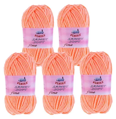 5 x 100g Strickgarn Samet Soft Fine neonlachs