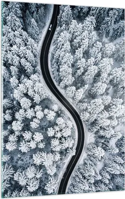 Produktbild von Bilder auf glas - Einteilig - Wald Winter Straße - 50x70cm - Glasbilder - Wandbilder - Bilder - zum Aufhängen bereit - Wanddekoration aus Glas - Glas Bilder - Wandbild auf Glas - GPA50x70-5010
