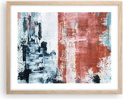 Produktbild von Gerahmtes Poster - Rahmen in heller Eiche - Abstraktion Marine Rot - 50x40 cm - Wand Bild - Wanddeko - Wandbilder - Kunstposter - Wandposter - Bilderrahmen - Bilder - Kunstdruck - P2NAA50x40-4883