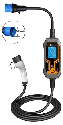 Image de Chargeur portable pour véhicules électriques, puissance de 7 kW, câble de 5 m, 7 kW 5 m, sans adaptateur, Type 2