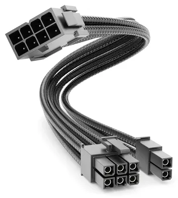 Produktbild von deleyCON 6+2 Pin PCI Express GPU Grafikkarte Strom Kabel Verlängerung 30cm - 18 AWG PSU PC Computer Netzteil Nylon Stromkabel Stromversorgung Stecker auf Buchse - Schwarz