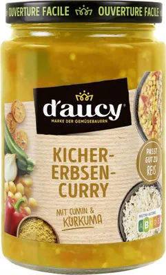 Produktbild von d'aucy Kichererbsen-Curry: Cremiges Fertiggericht mit Gemüse – 380g
