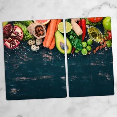Produktbild von Glas-Herdabdeckplatten Glaskeramikkochfeld-Abdeckung Spritzschutz Glas 70x52 cm Gemüse
