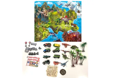 Produktbild von Spielzeugset mit Dinosaurierfiguren und Autos für fantasievolles Spielen